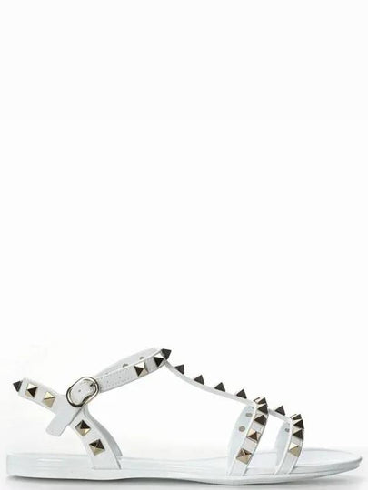 Rockstud Strap Sandals White - VALENTINO - BALAAN 2