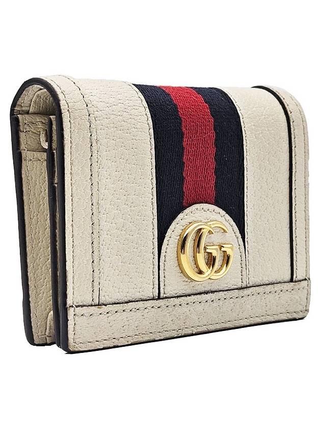 Gucci 523155 White Leather WEB Ophidia Card Case Half Wallet - GUCCI - BALAAN 2