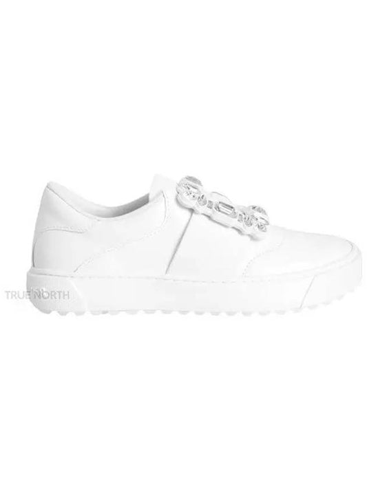 Crystal Buckle Detail Leather Low Top Sneakers White - ROGER VIVIER - BALAAN 2