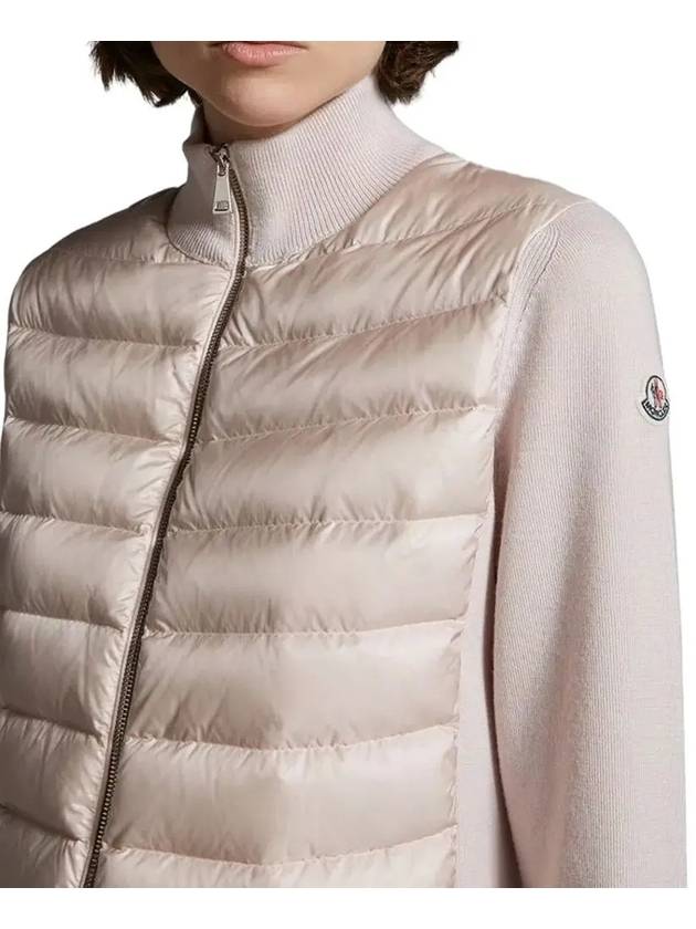 Logo Padded Wool Cardigan Pink - MONCLER - BALAAN 5