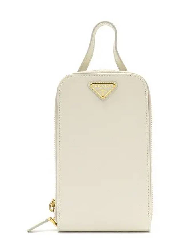 1BP027 White Saffiano Gold Logo Mini Cross Bag - PRADA - BALAAN 2