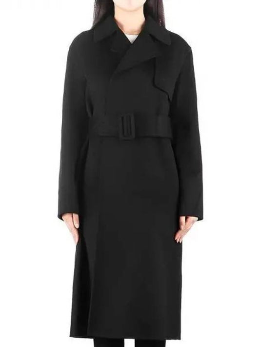 Wrap Wool Cashmere Belt Trench Coat Black - THEORY - BALAAN 2