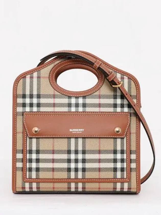 Check Mini Pocket Tote Bag Beige - BURBERRY - BALAAN 2