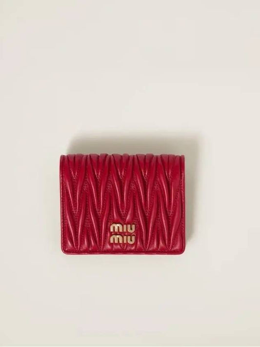 Matelasse Leather Half Wallet Red - MIU MIU - BALAAN 2