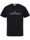 Logo Print Short Sleeve T-Shirt Black - STONE ISLAND - BALAAN 1