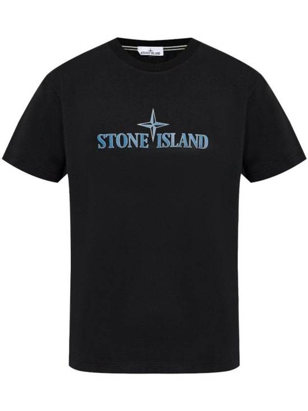 Logo Print Short Sleeve T-Shirt Black - STONE ISLAND - BALAAN 1