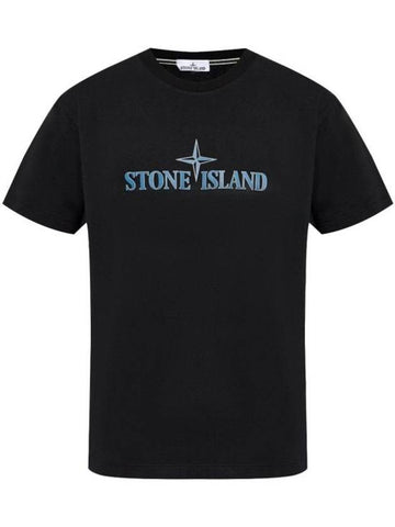 Logo Print Short Sleeve T-Shirt Black - STONE ISLAND - BALAAN 1