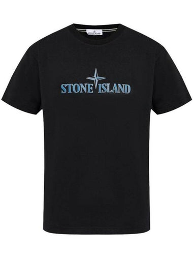 Logo Print Short Sleeve T-Shirt Black - STONE ISLAND - BALAAN 1