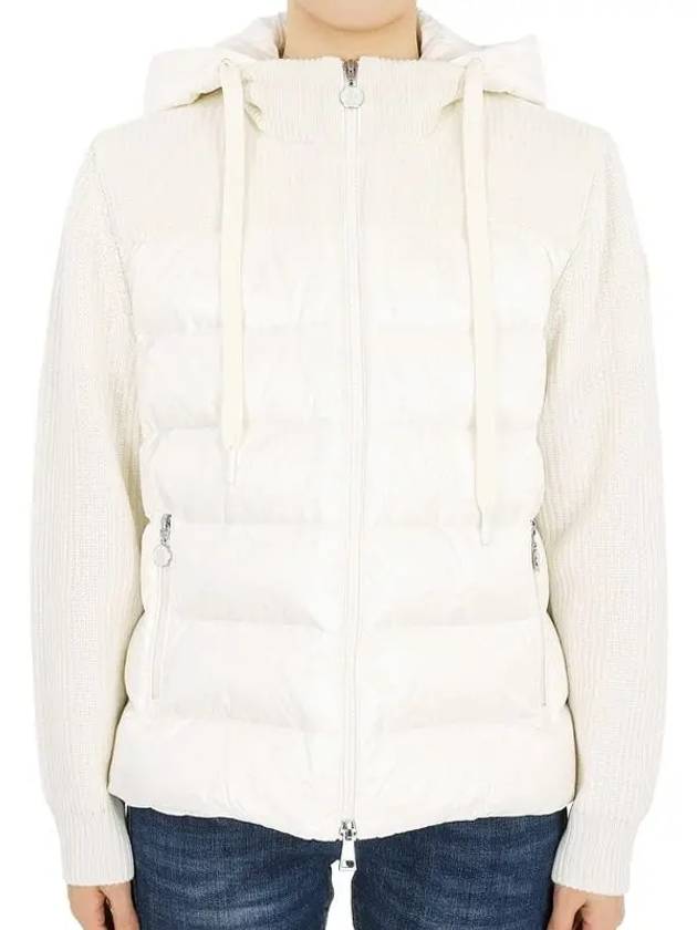 Padded wool hooded cardigan white - MONCLER - BALAAN 3