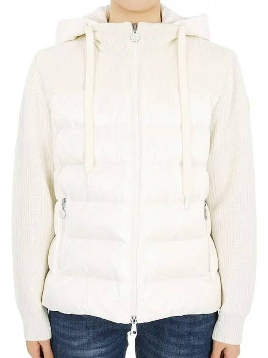 Padded wool hooded cardigan white - MONCLER - BALAAN 2