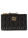 Matelasse Leather Envelope Card Wallet Black - MIU MIU - BALAAN 2