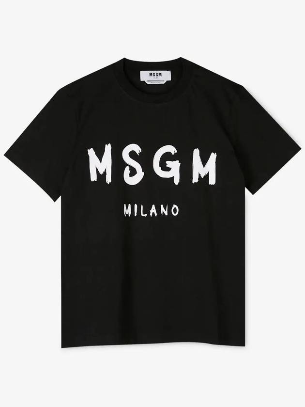 Brushed Logo Short Sleeve T-Shirt Black - MSGM - BALAAN 3