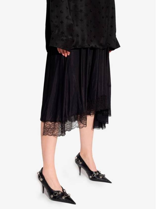 Lace Trimmed A-Line Skirt Black - BALENCIAGA - BALAAN 5