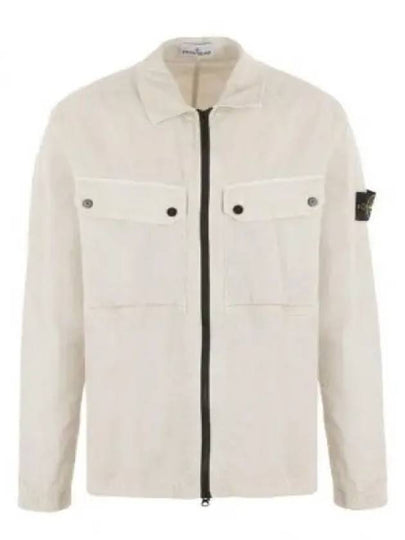 Brushed Organic Cotton Overshirt Jacket White - STONE ISLAND - BALAAN 2