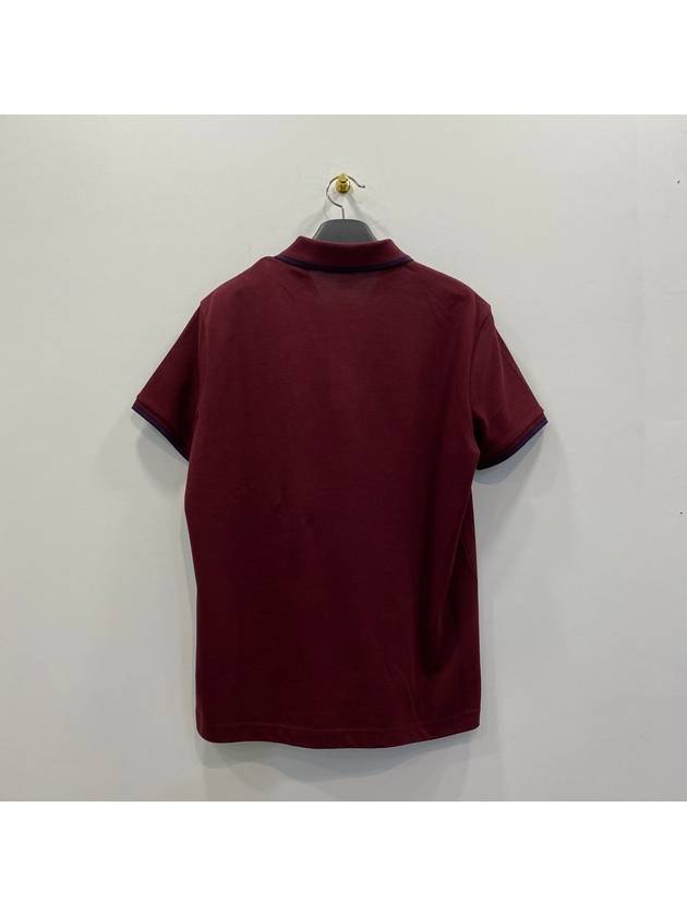 Men's Logo Patch Collar Point PK Shirt Burgundy - MONCLER - BALAAN.