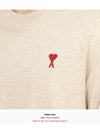 Chain Stitch Heart Logo Long Sleeve T-Shirt Light Beige - AMI - BALAAN 8