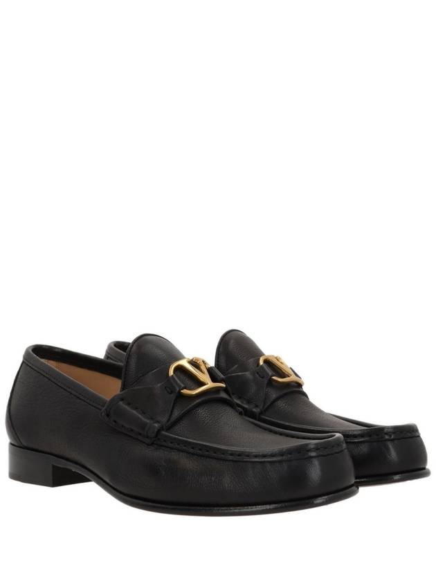 Garavani V logo signature leather loafers black - VALENTINO - BALAAN 3