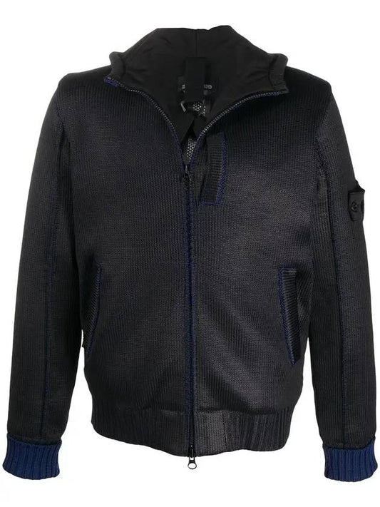 Men's Shadow Project Knit Zip-up Jacket Dark Navy - STONE ISLAND - BALAAN 1