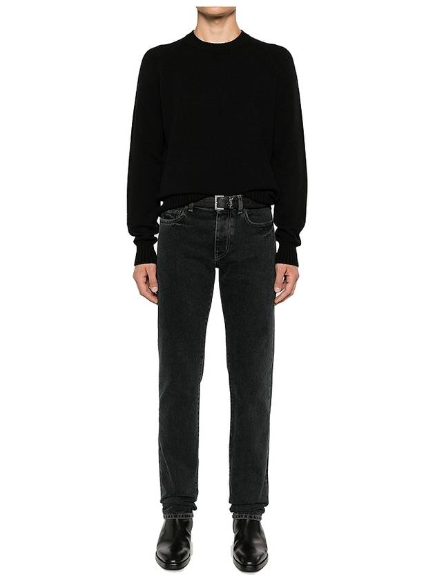 Classic Slim Cut Cotton Straight Jeans Black - SAINT LAURENT - BALAAN 5