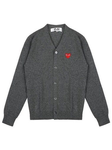 P1N008 MEDGREY Heart Wappen Wool Cardigan 997981 - COMME DES GARCONS - BALAAN 1