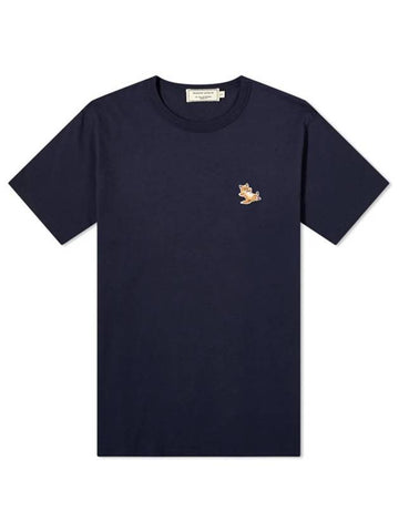 Chillax Fox Patch Classic Short Sleeve T-Shirt Navy - MAISON KITSUNE - BALAAN 1