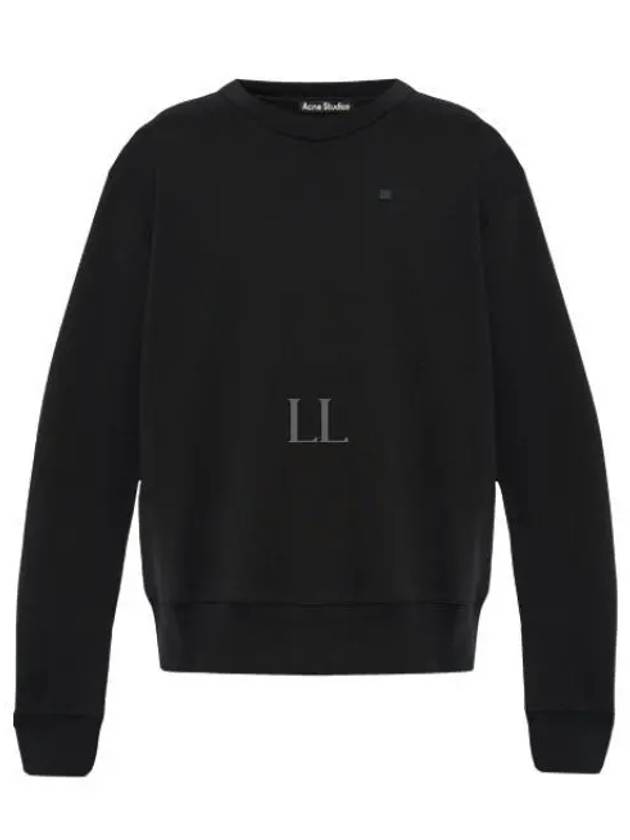 Face Logo Applique Cotton Sweatshirt Black - ACNE STUDIOS - BALAAN 2