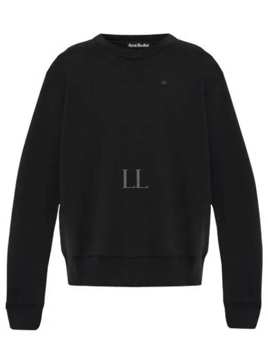 Face Logo Applique Cotton Sweatshirt Black - ACNE STUDIOS - BALAAN 2