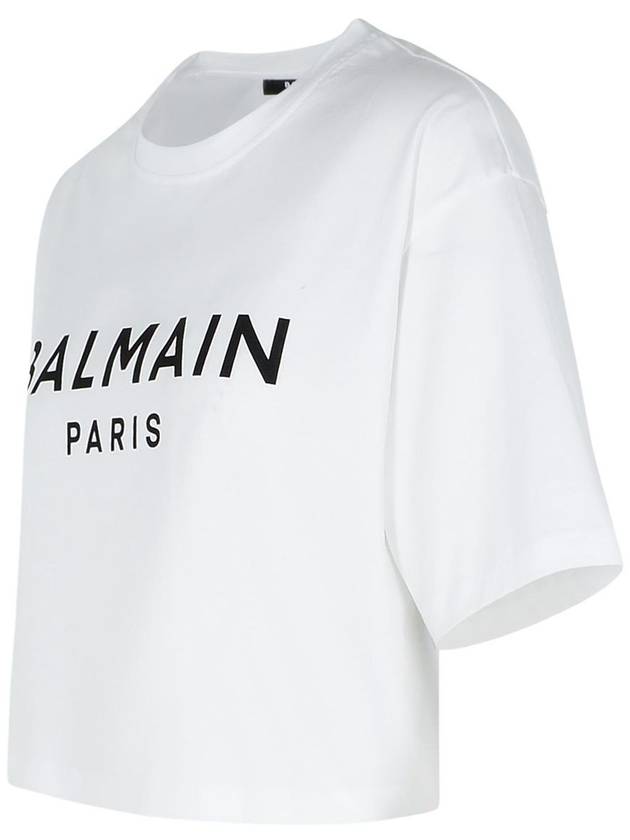 Short Sleeve T-Shirt BF1EE020BB02 GAB BLANC NOIR - BALMAIN - BALAAN 4