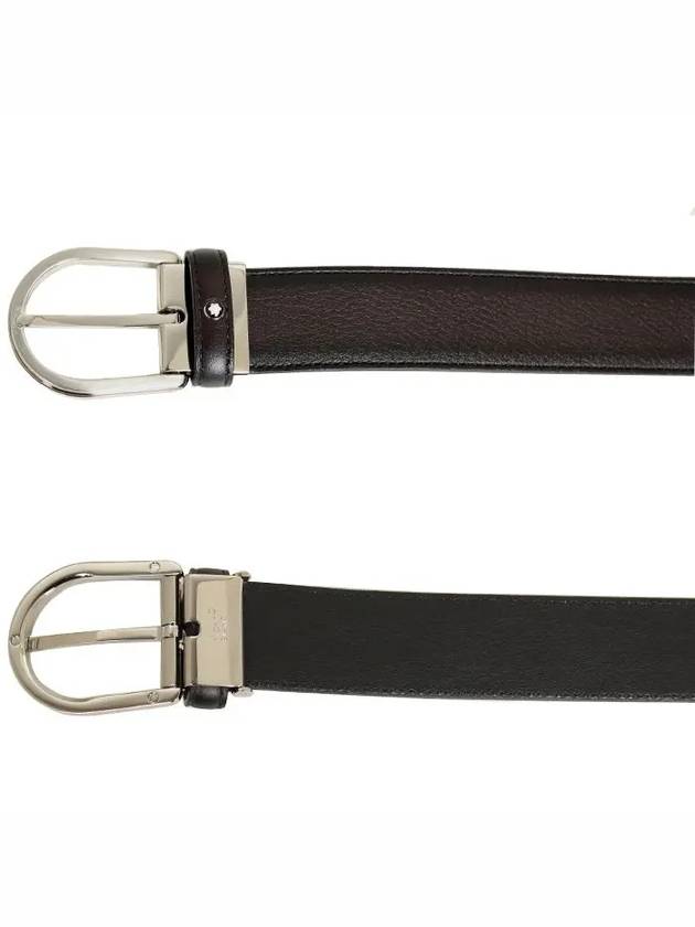 Men's Horsebit Buckle Classic Leather Belt Black - MONTBLANC - BALAAN 3