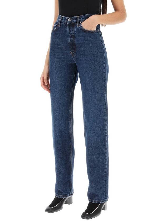 Logo Patch High-Waist Jeans Blue - TOTEME - BALAAN 5