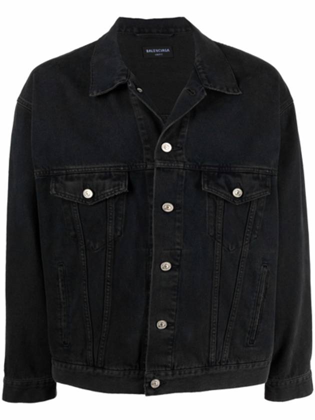 Political Campaign Logo Oversized Denim Jacket Black - BALENCIAGA - BALAAN 1