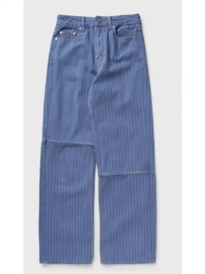 Striped Izey Straight Jeans Blue - GANNI - BALAAN 2