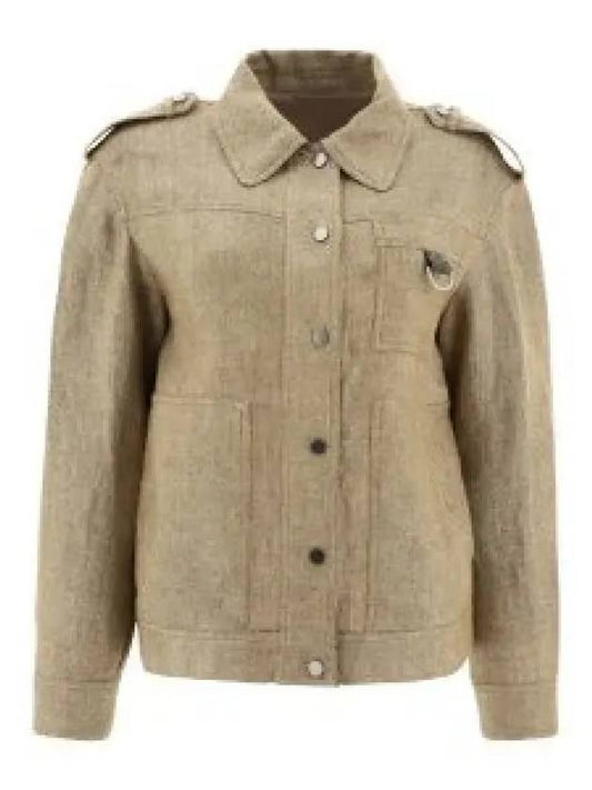 Linen Blend Shirt Jacket Beige - BRUNELLO CUCINELLI - BALAAN.