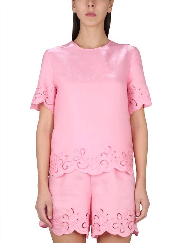 Boutique Long Sleeve T-Shirt 02260826 0207 PINK - MOSCHINO - BALAAN 2