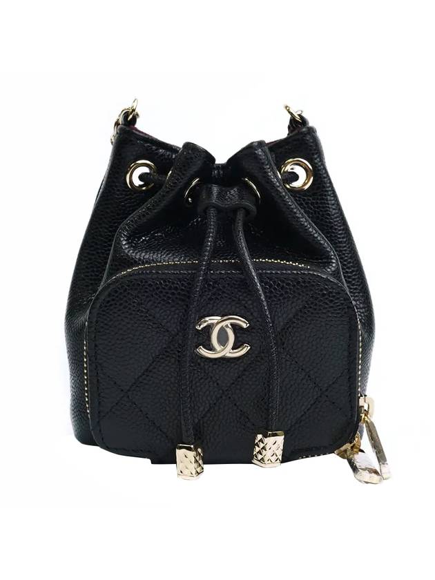 CC Logo Mini Chain Bucket Bag Black - CHANEL - BALAAN.