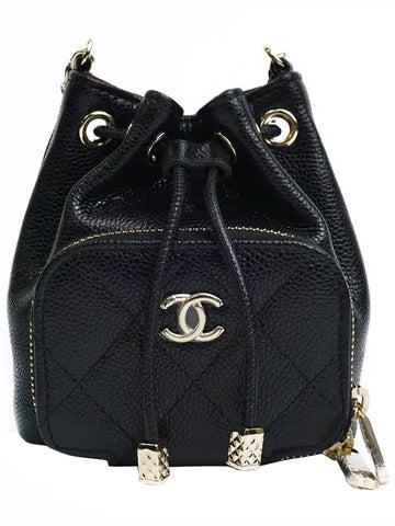 CC Logo Mini Chain Bucket Bag Black - CHANEL - BALAAN 1