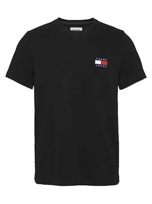 Crew Neck Logo Cotton Short Sleeve T-Shirt Black - TOMMY HILFIGER - BALAAN 2