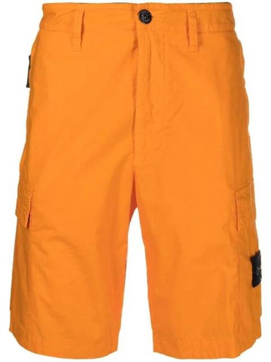 Men's Logo Patch Cargo Shorts Orange - STONE ISLAND - BALAAN 1