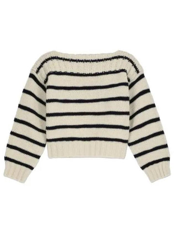 Boat neck striped knit off white navy - CELINE - BALAAN 1