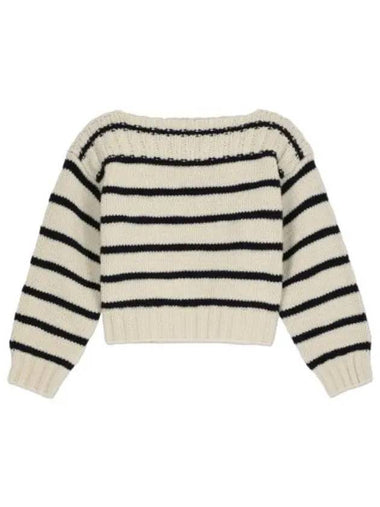 Boat neck striped knit off white navy - CELINE - BALAAN 1