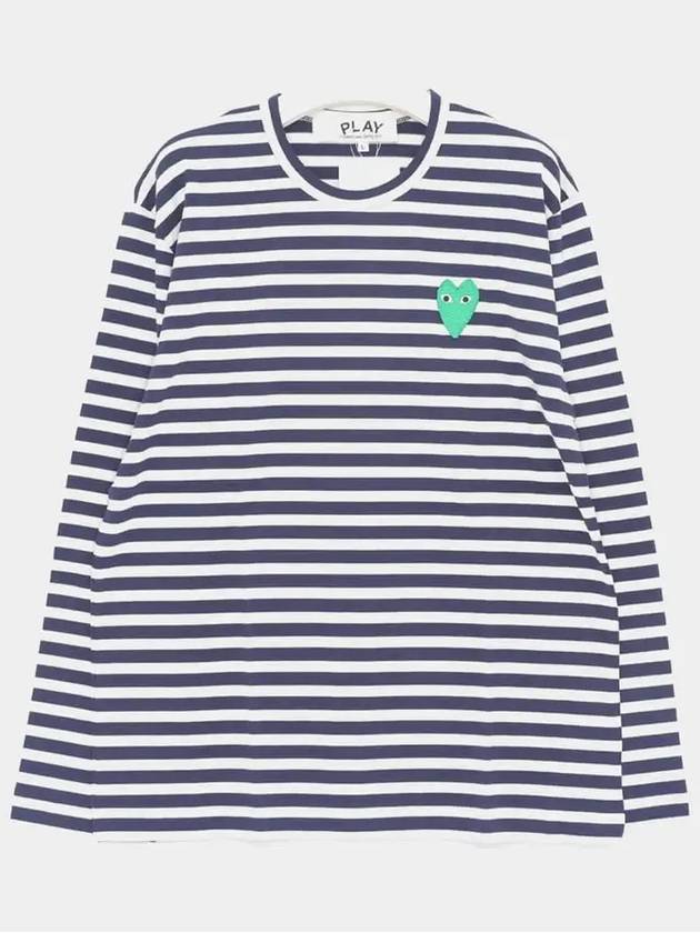 Heart Wappen Striped Long Sleeve T-Shirt White Navy - COMME DES GARCONS - BALAAN 4