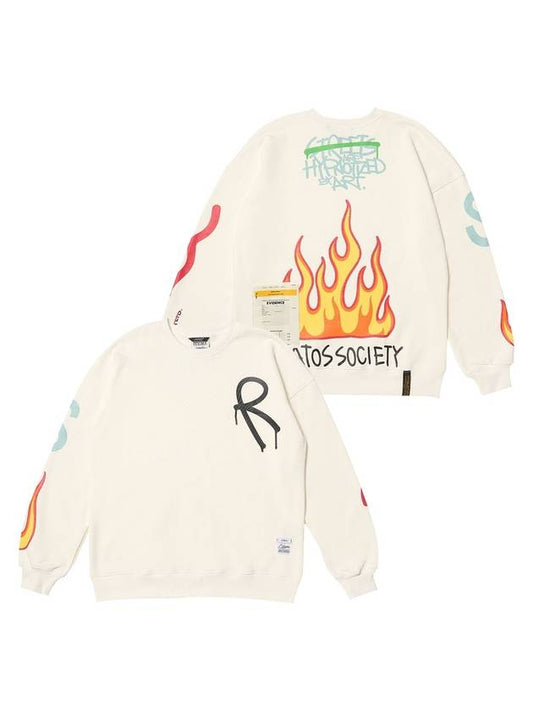 Fire Oversized Crew Neck Sweatshirt Ivory - STIGMA - BALAAN 2