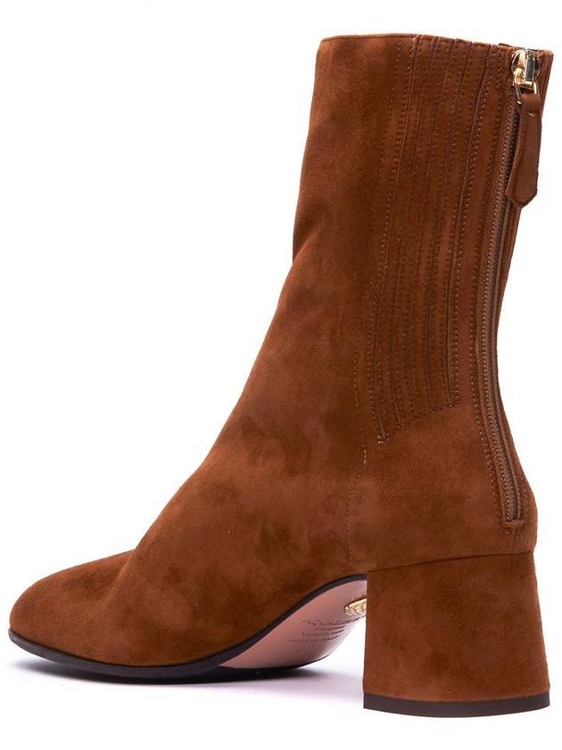 'Saint Honoré' Brown Bootie With Half Moon Heel In Suede Woman - AQUAZZURA - BALAAN 3