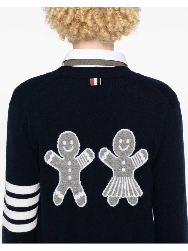 Intarsia classic cardigan navy - THOM BROWNE - BALAAN 5