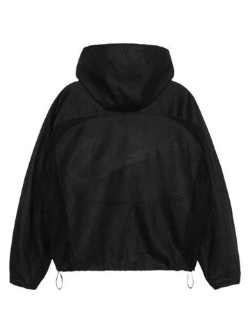 Linen Shell Hooded Jacket Black - NIKE - BALAAN 1