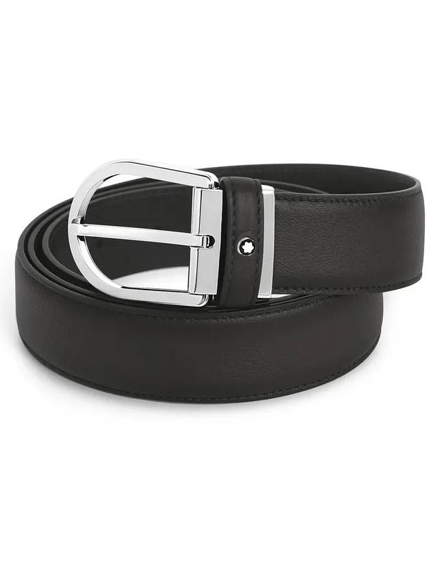 Horseshoe Buckle Classic Leather Belt Grey - MONTBLANC - BALAAN 6