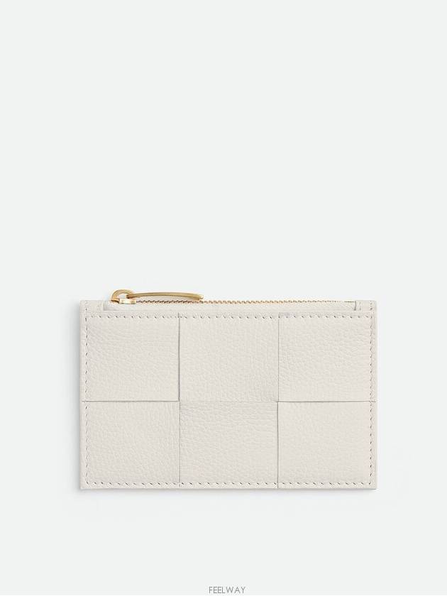 Zipper Leather Card Wallet White - BOTTEGA VENETA - BALAAN 3