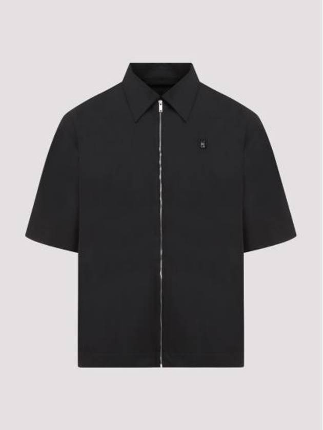 4G Logo Zipper Short Sleeve Shirt Black - GIVENCHY - BALAAN 4