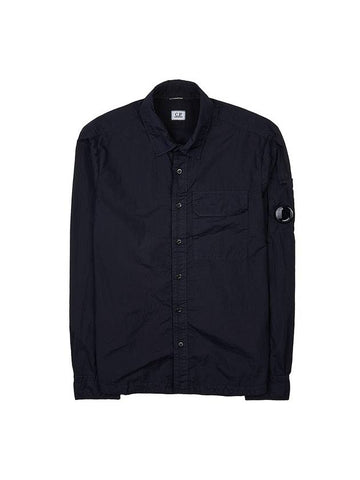 Tylon L Button Long Sleeve Shirt Navy - CP COMPANY - BALAAN 1