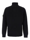 Wappen Patch Half Button Lambswool Knit Top Black - STONE ISLAND - BALAAN 3